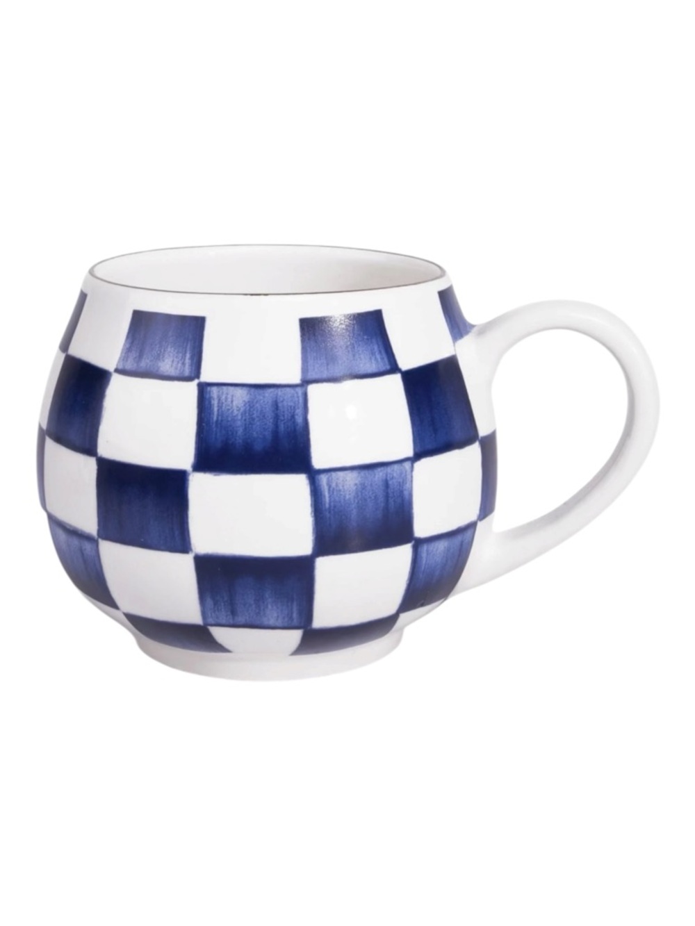 Royal Check 16 oz. Designer Ceramic Mug Blue White